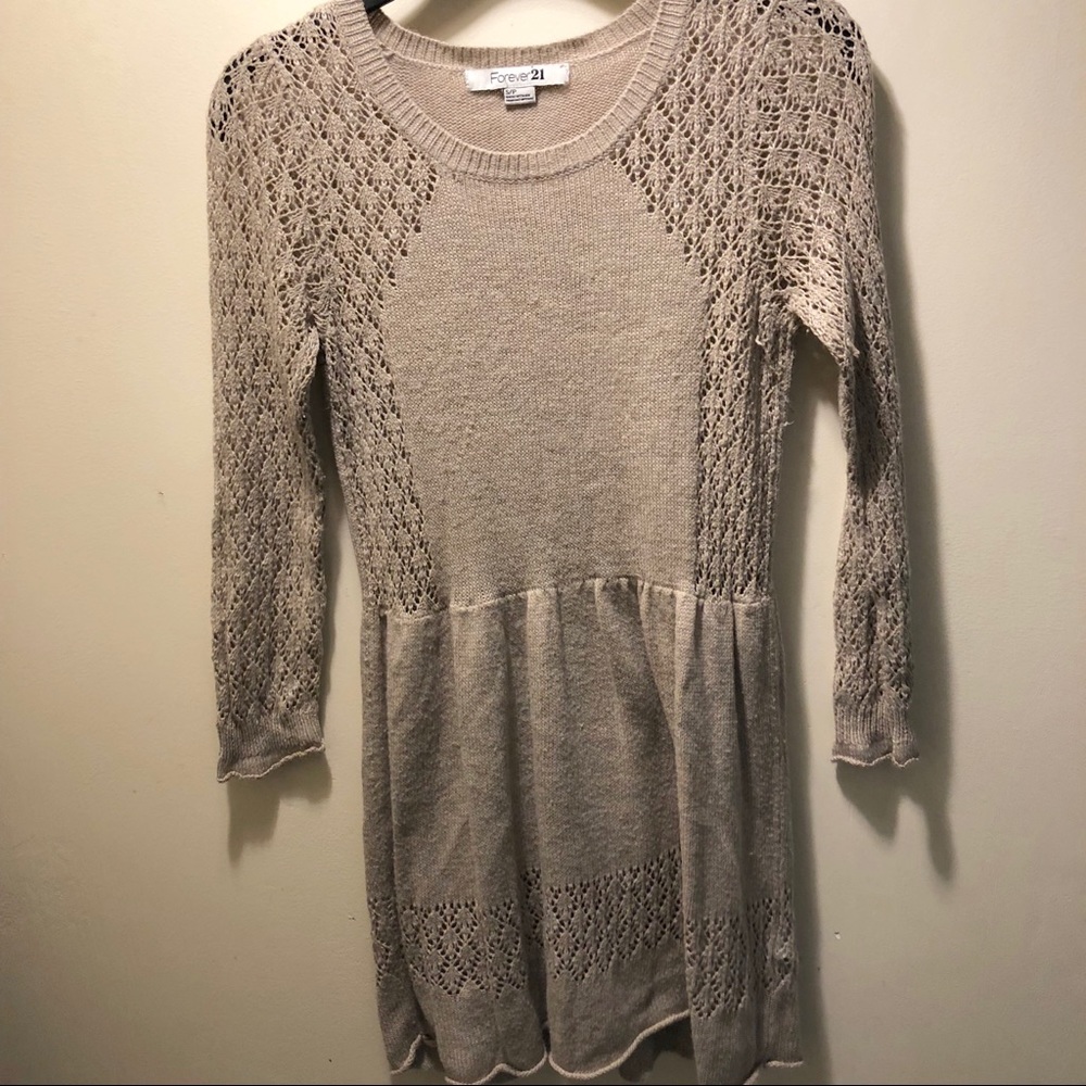 Small Forever 21 grey tan long sleeve dress